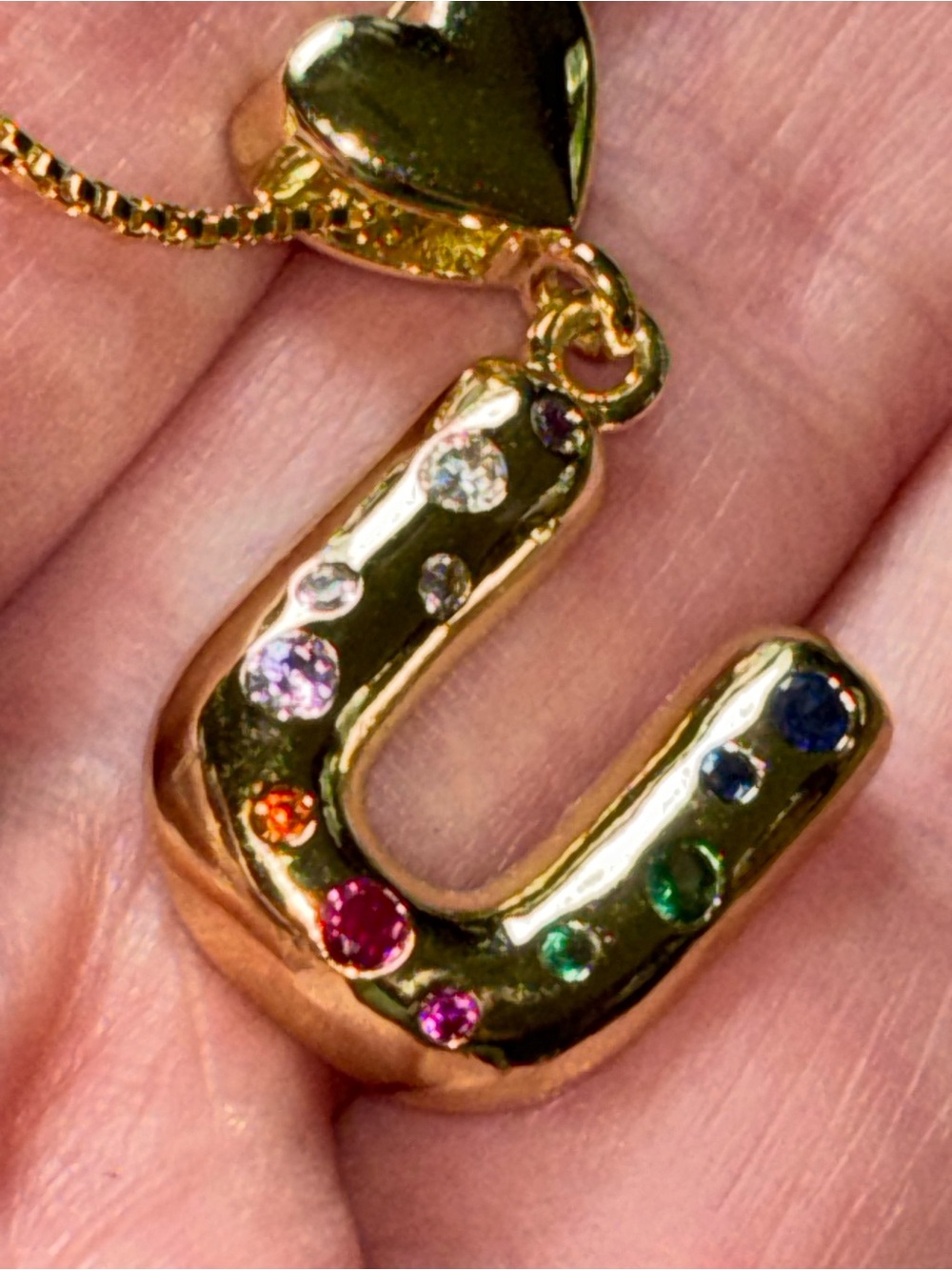 'U’ Initial Pendant with Box Necklace - 18k Gold Plated 🌸